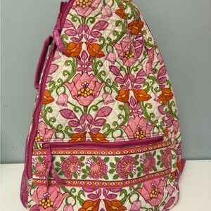 Vera Bradley Crossbody Sling Tennis Racquet Pink Floral Workout Adjustable Bag